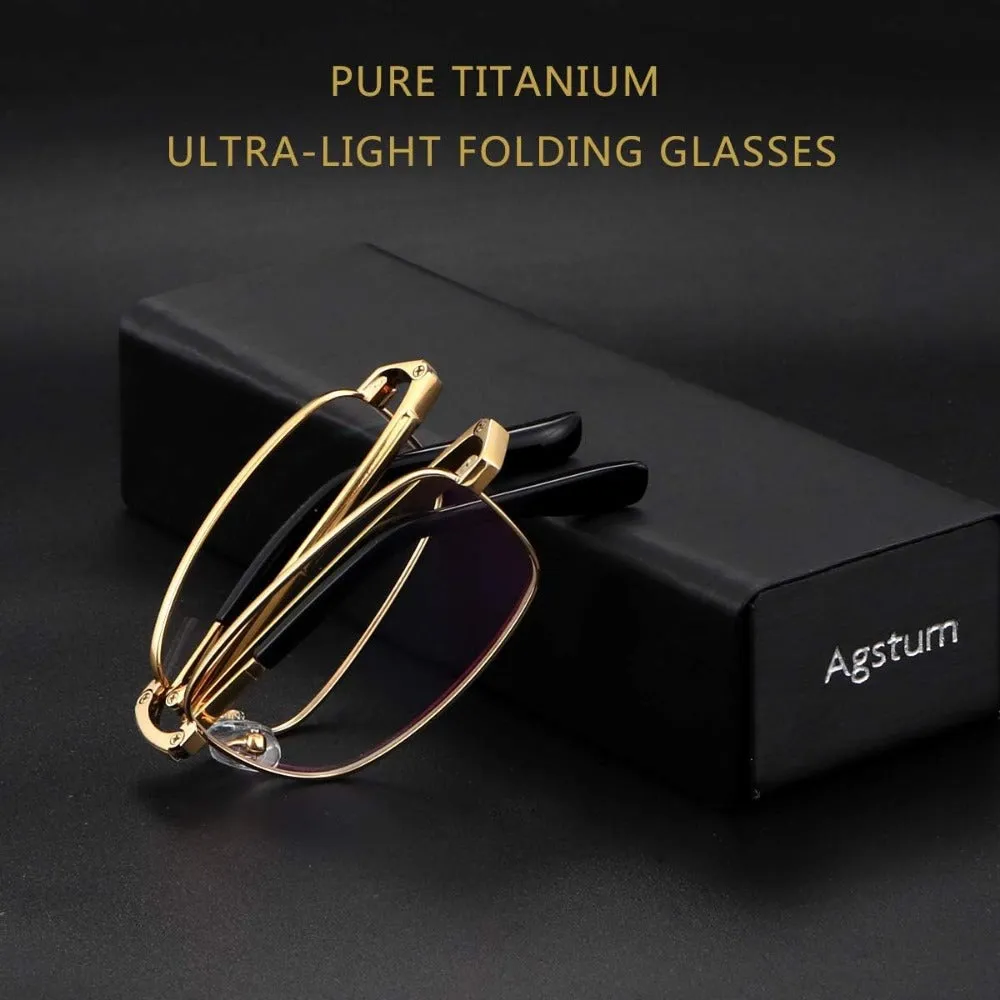 Foldable Pure Titanium Glasses Optical Frame for Men A8935