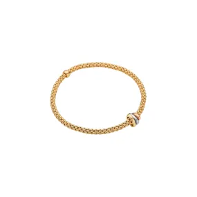 Fope 18K Yellow Gold Prima Collection Flex It Bracelet with Tri Gold Roundel, Medium Size