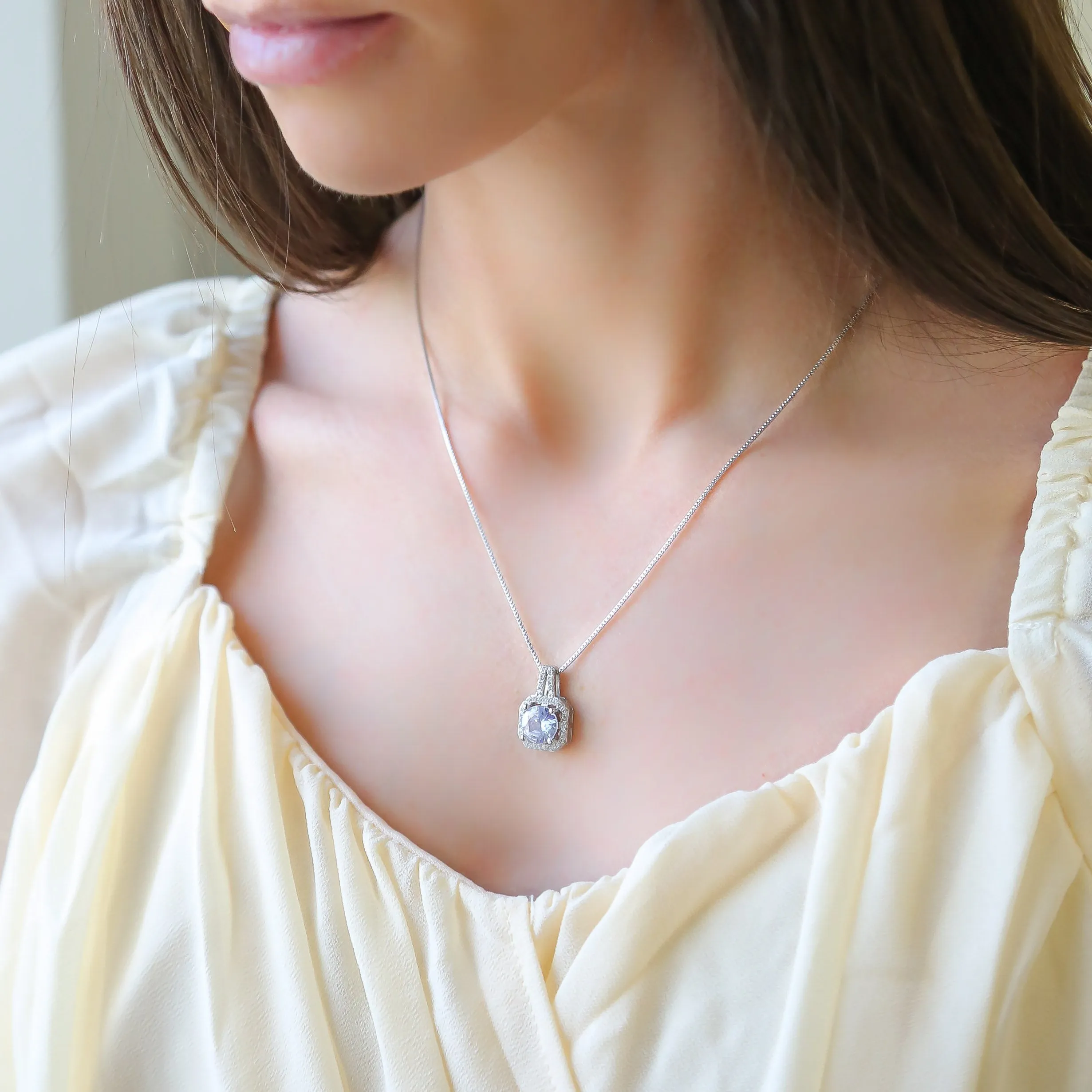 FOREVER - 925 Sterling Silver Necklace with Zircon Pendant