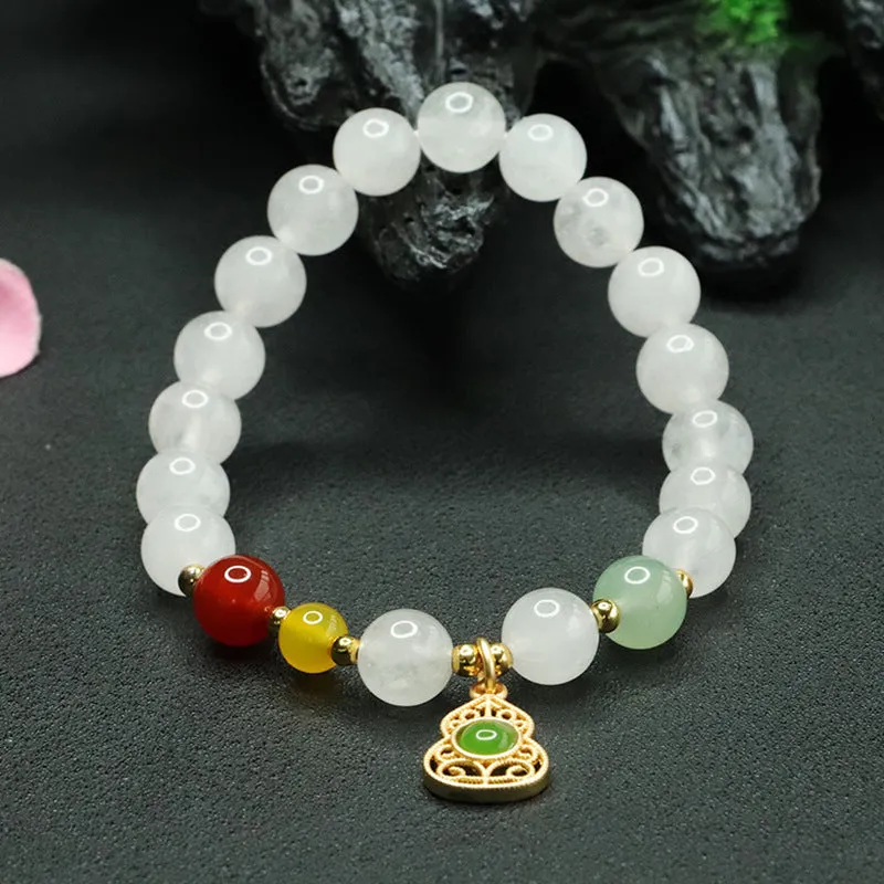 Fortune's Favor Sterling Silver Bracelet with Agate and Jade Gemstones