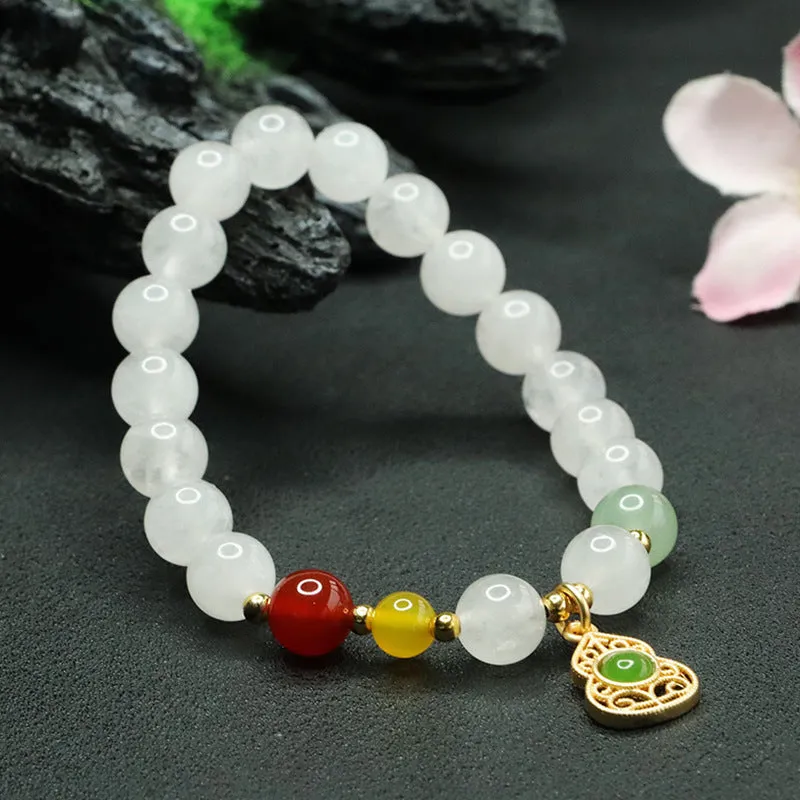 Fortune's Favor Sterling Silver Bracelet with Agate and Jade Gemstones