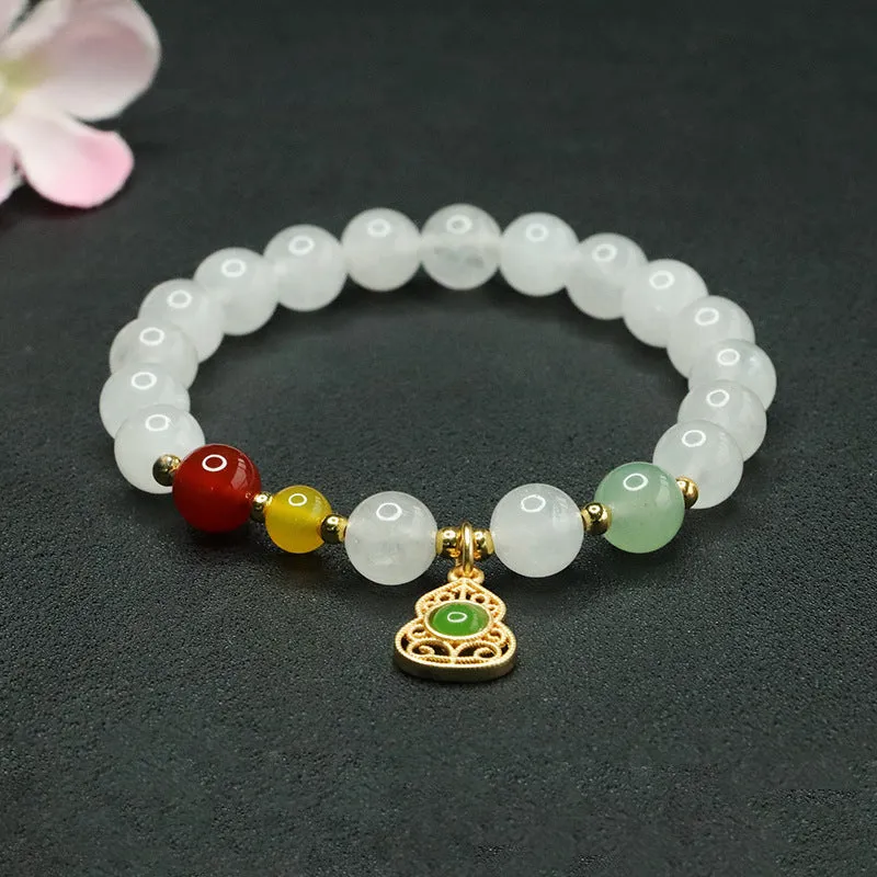 Fortune's Favor Sterling Silver Bracelet with Agate and Jade Gemstones