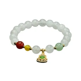 Fortune's Favor Sterling Silver Bracelet with Agate and Jade Gemstones