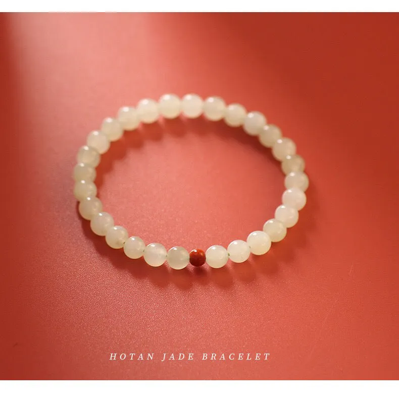 Fortune's Favor Sterling Silver Jade and Red Agate Bracelet