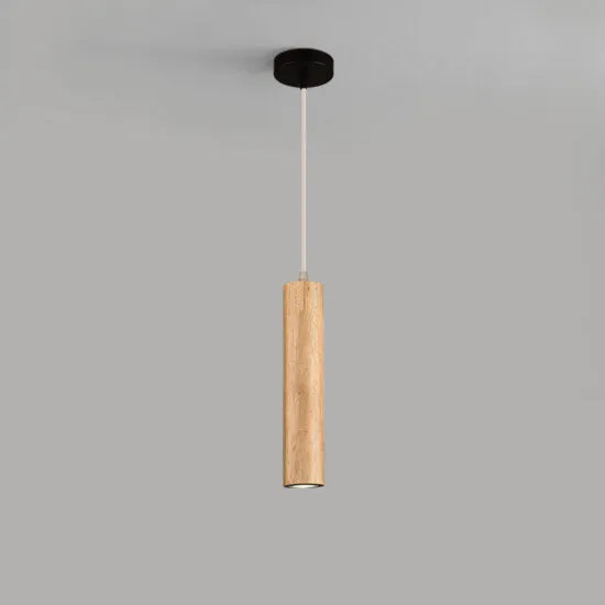 Frejre Minimalist Wood Long Tube Hanging Lamp