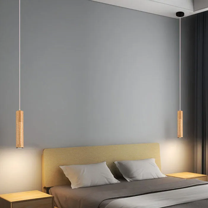 Frejre Minimalist Wood Long Tube Hanging Lamp