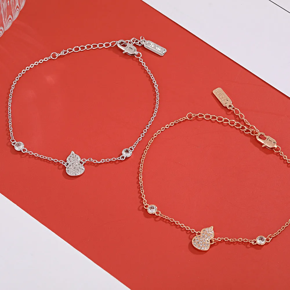 Full Zircon Gourd Silver Bracelet for Women