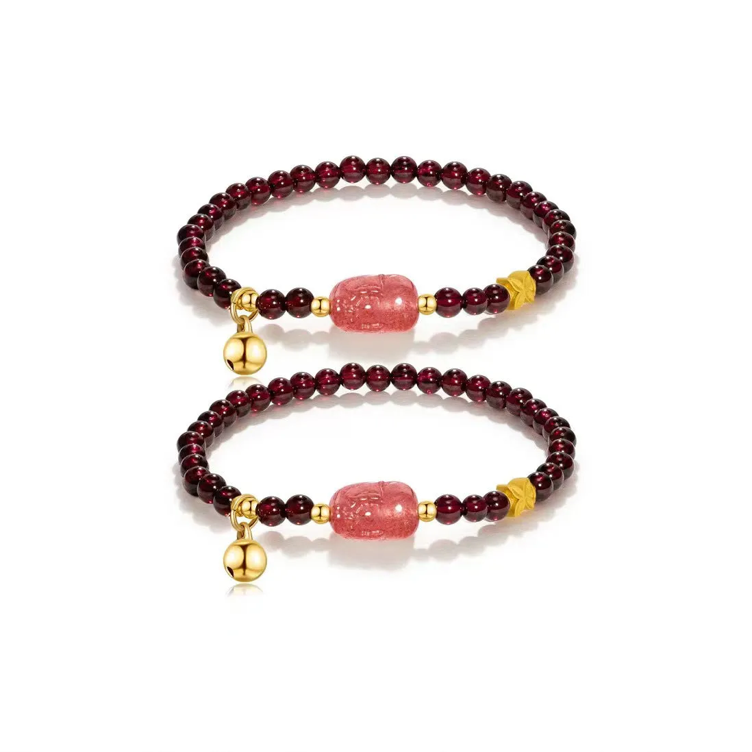 Garnet and Crystal Beaded Bracelet for Attracting Wealth and Fortune