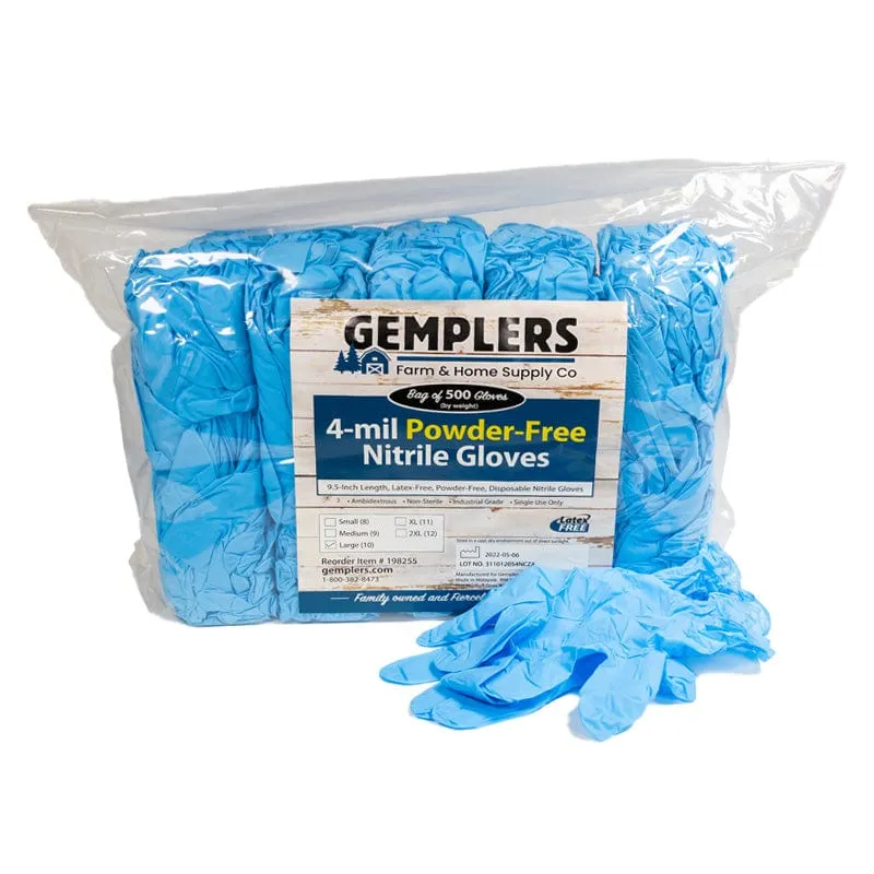 Gemplers 4-mil Disposable Nitrile Gloves | Bulk Bag of 500 Gloves