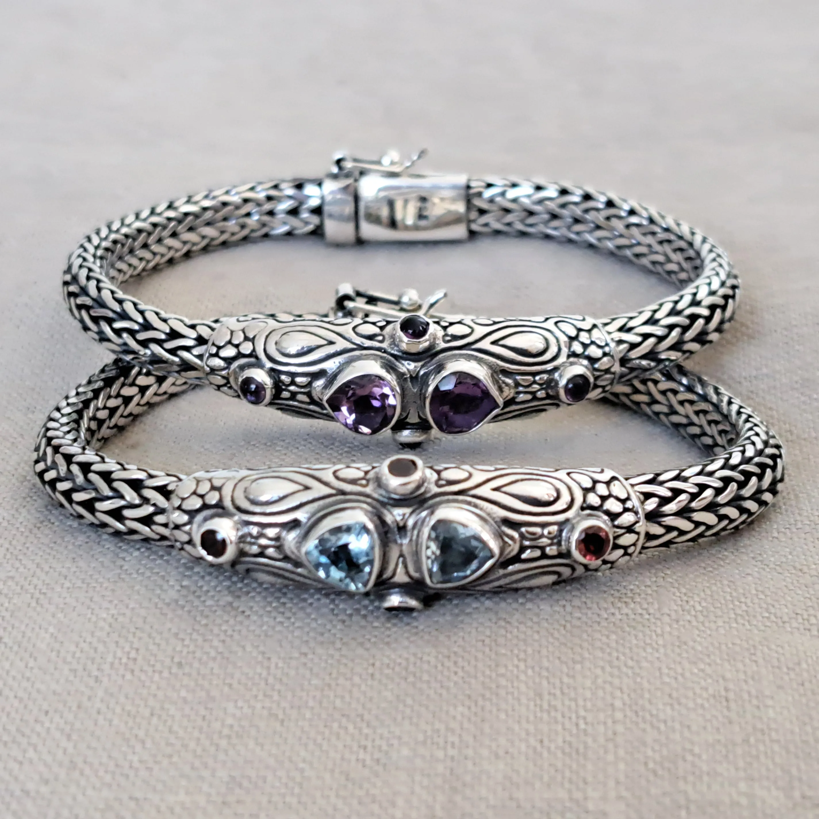 Gemstone .925 Sterling Silver Bracelet from Bali