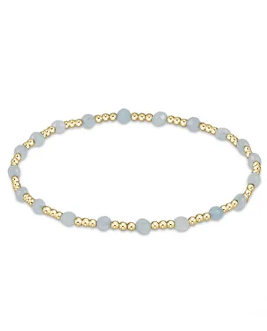 Gemstone Gold Sincerity Pattern 3mm Bead Bracelet - Aquamarine