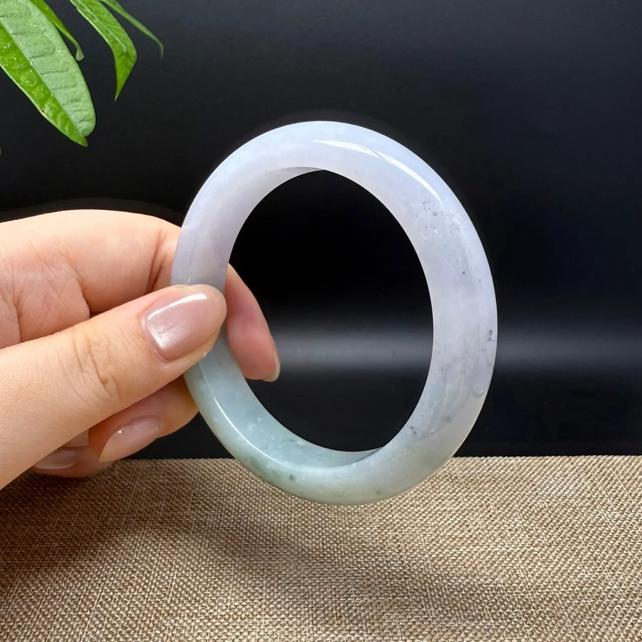 Genuine Burmese Lavender Green Jade Jadeite Bangle Bracelet ( 57.mm )