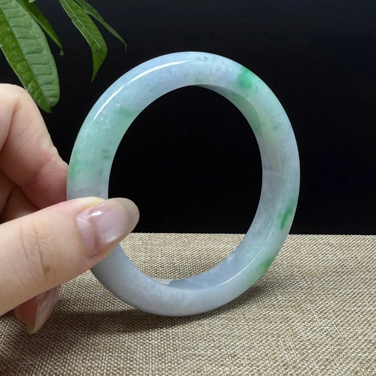 Genuine Burmese Lavender Green Jade Jadeite Bangle Bracelet ( 62.2mm )