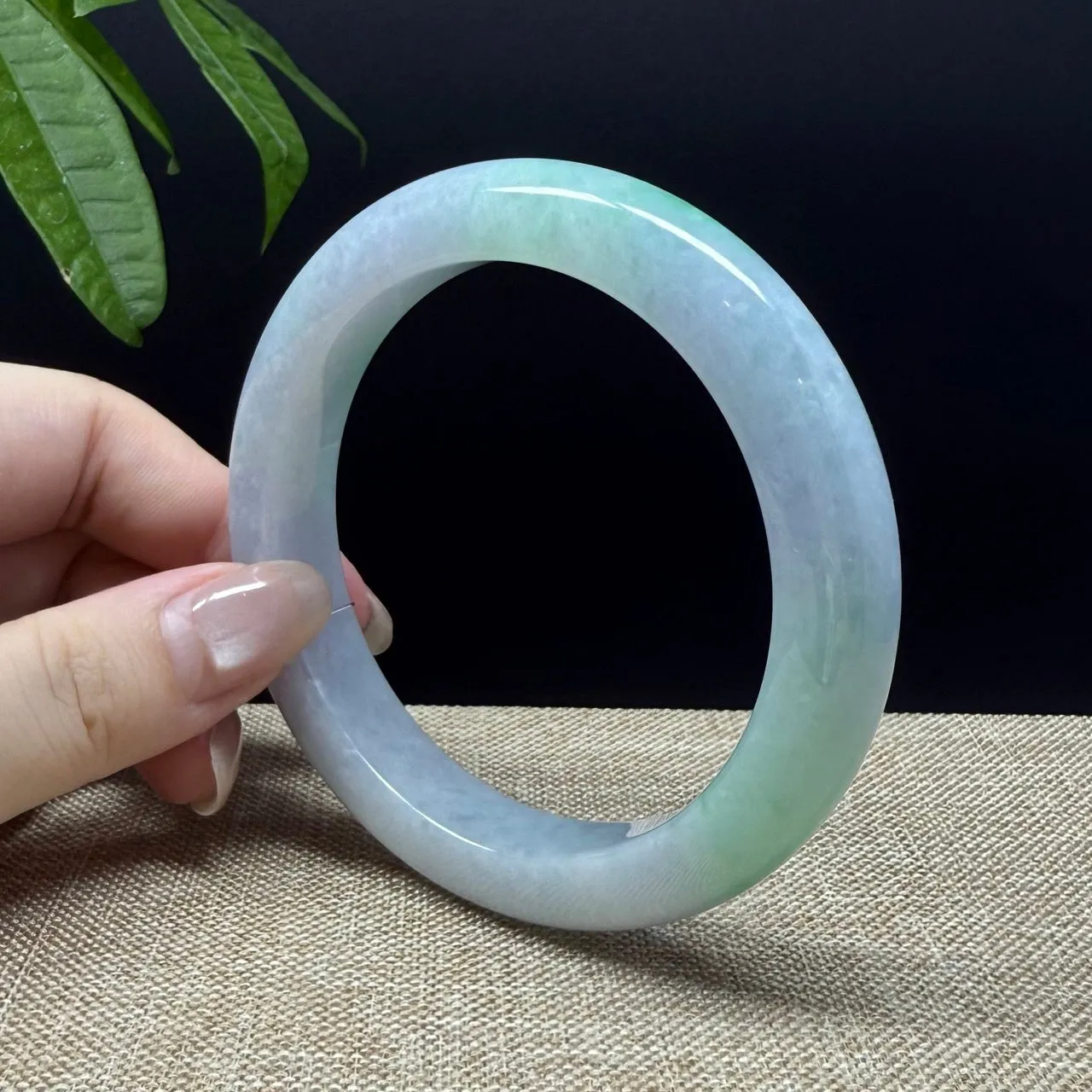 Genuine Burmese Lavender Green Jade Jadeite Bangle Bracelet ( 62.2mm )