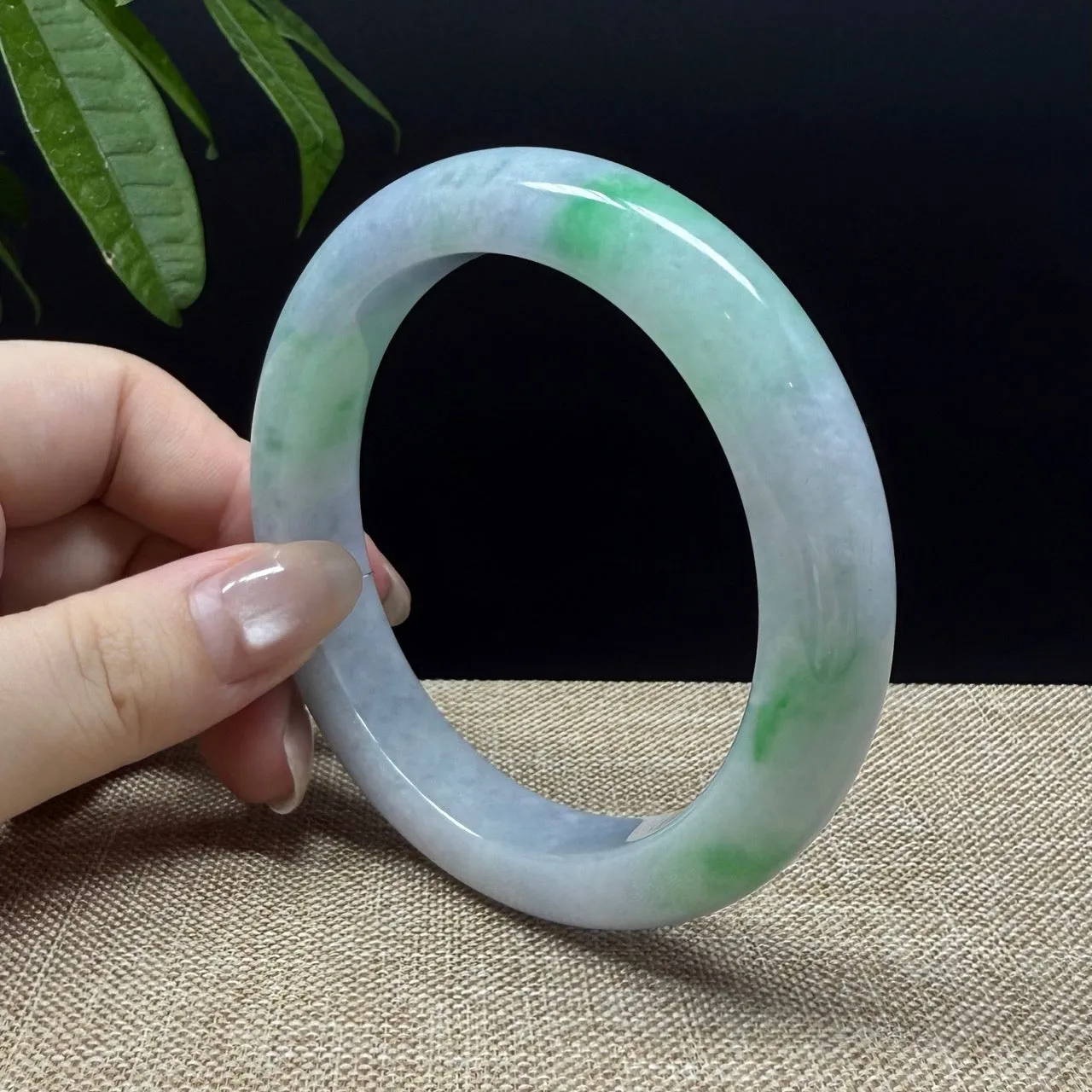 Genuine Burmese Lavender Green Jade Jadeite Bangle Bracelet ( 62.2mm )