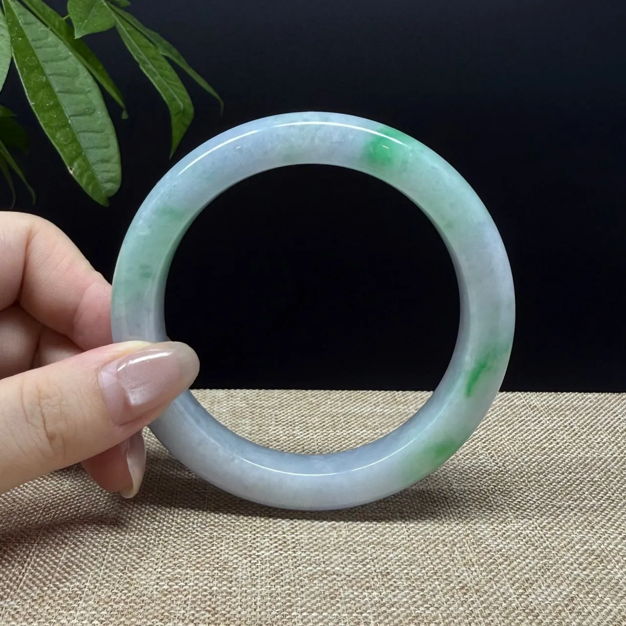 Genuine Burmese Lavender Green Jade Jadeite Bangle Bracelet ( 62.2mm )