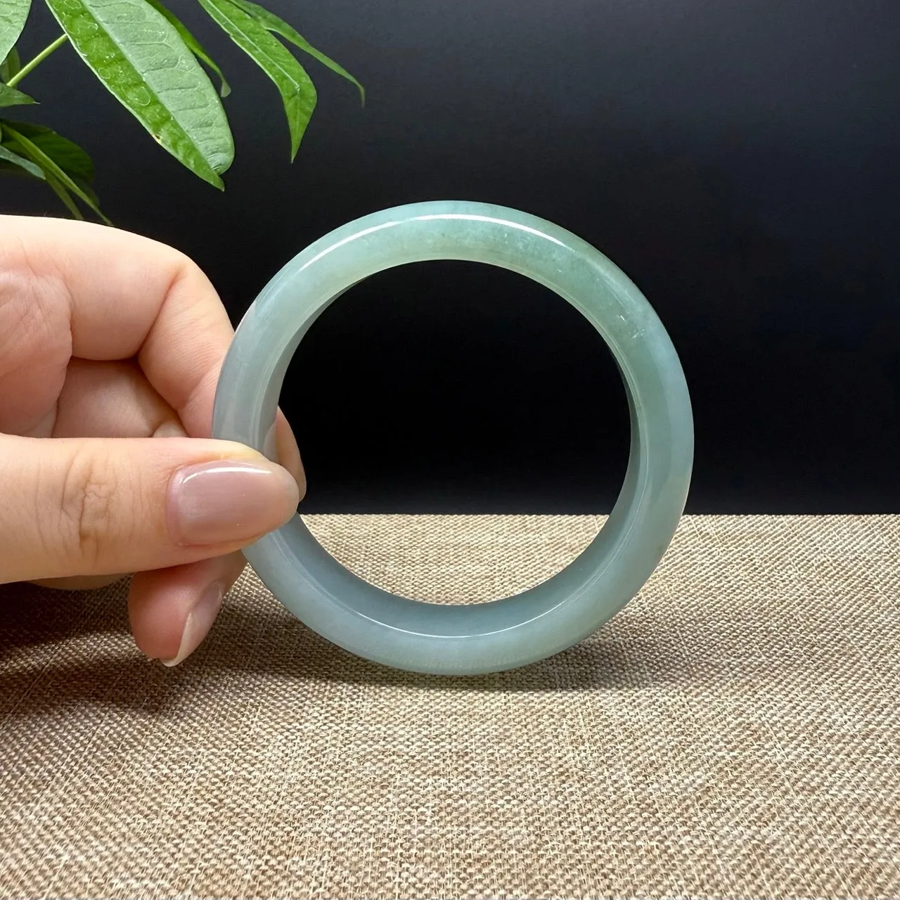 Genuine Burmese Oil Green Jade Jadeite Bangle Bracelet ( 57.4mm )