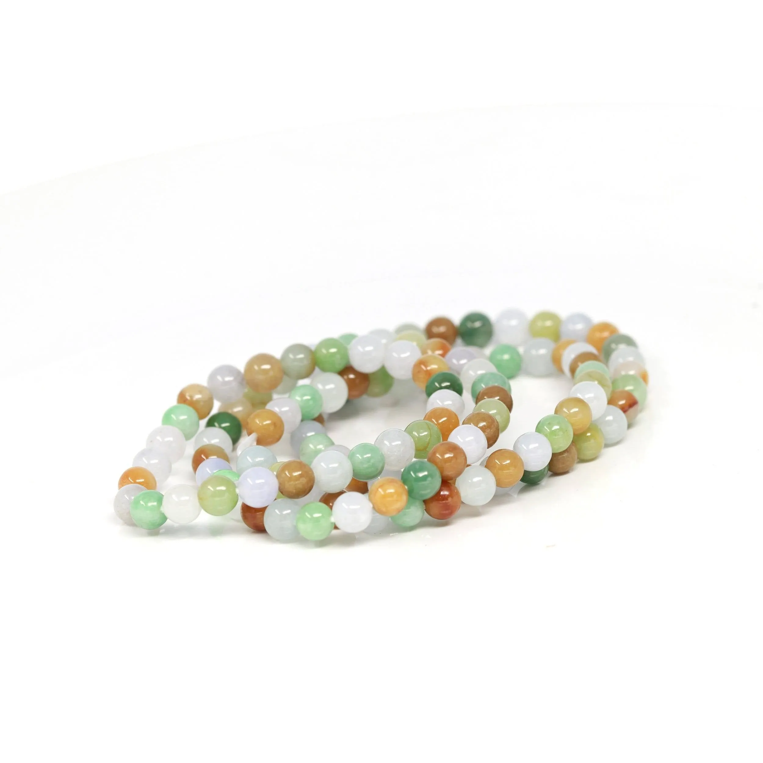 Genuine Jadeite Jade Round Multiple Colors Beads Bracelet ( 7 mm )