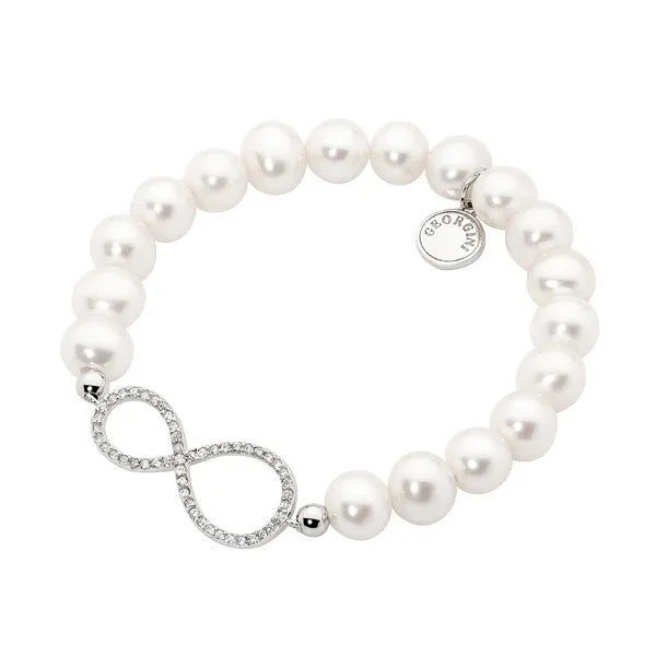 GEORGINI FRESHWATER PEARL CZ INFINITY STRETCH BRACELET