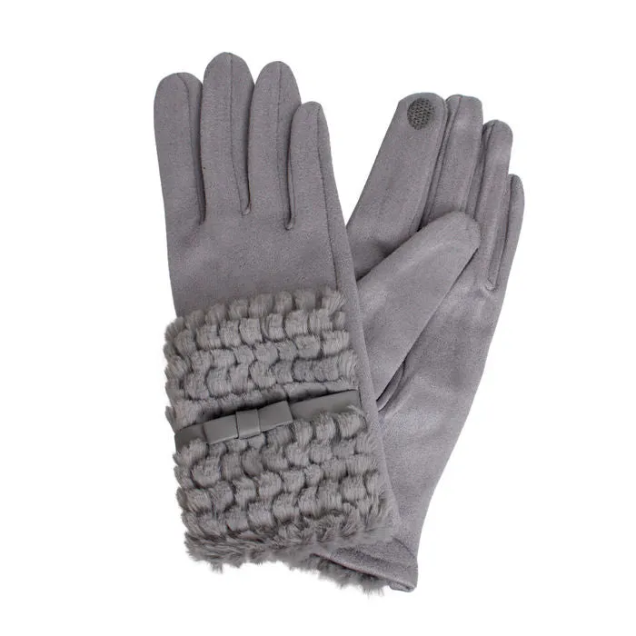 Gloves Ribbon Fur Winter Gloves for Women