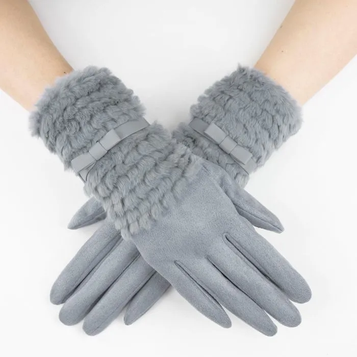 Gloves Ribbon Fur Winter Gloves for Women