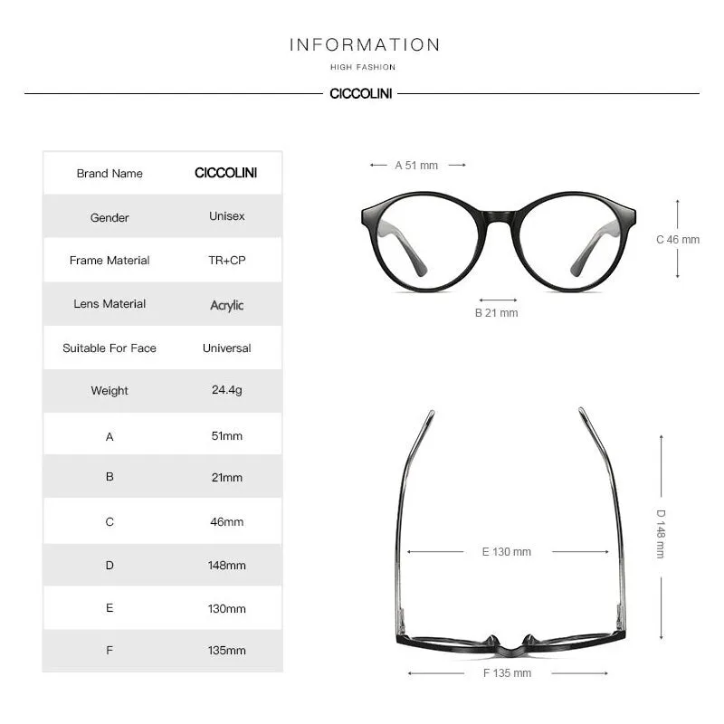 Gmei Women's Eyeglasses Round Glasses Frame Tr90 Cp 2007