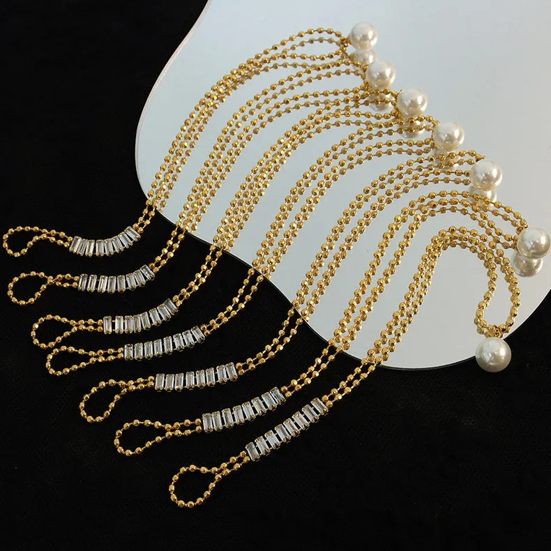 Gold Beads Chain Zircon Pearl Bracelet