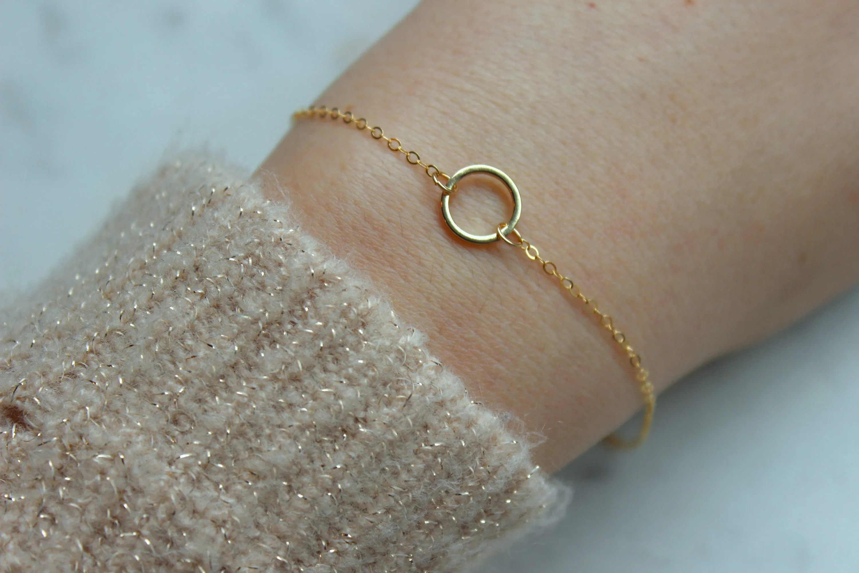 Gold Circle Bracelet, Mom Gift from Son, Geometric Bracelet, Open Circle, Karma Bracelet, Gold Karma Bracelet, Good Vibes Only, Round Charm