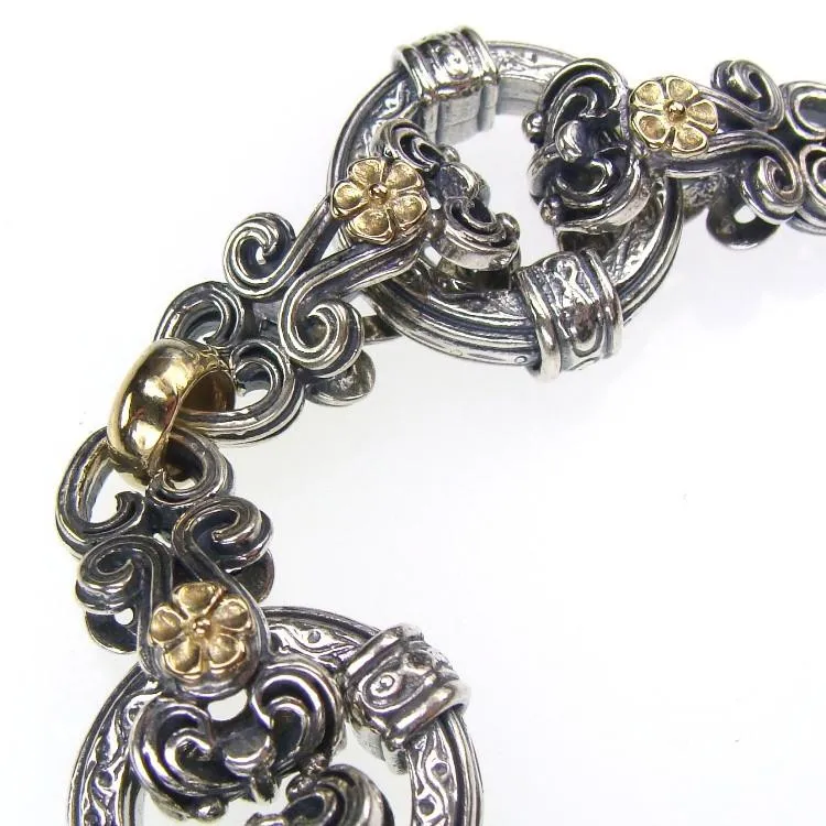 Gold Flower Circle Station Bracelet