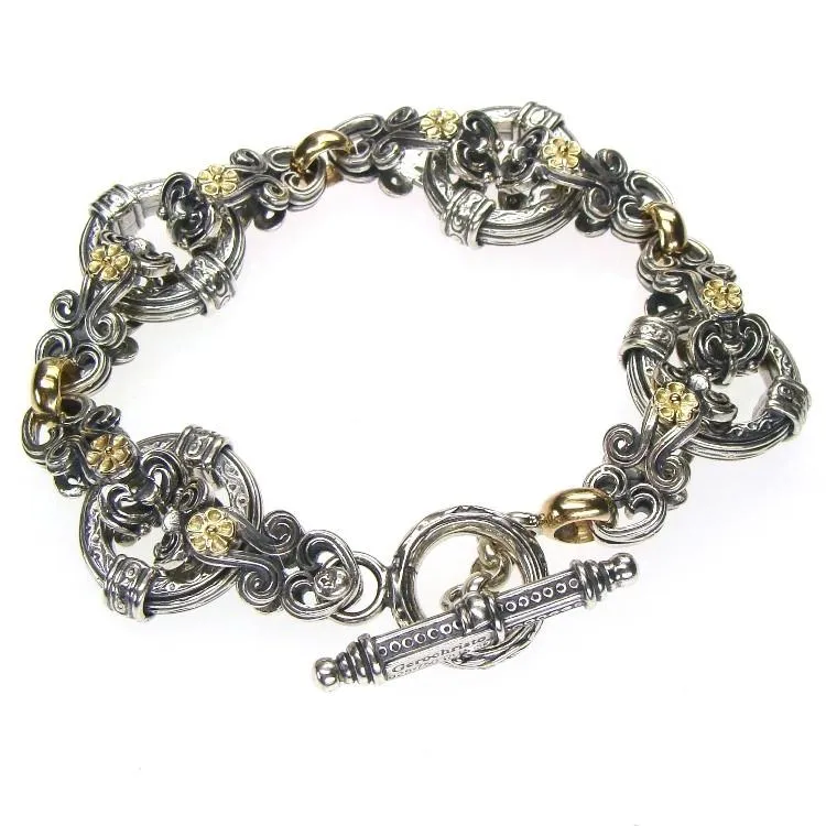 Gold Flower Circle Station Bracelet