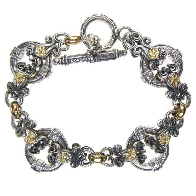 Gold Flower Circle Station Bracelet