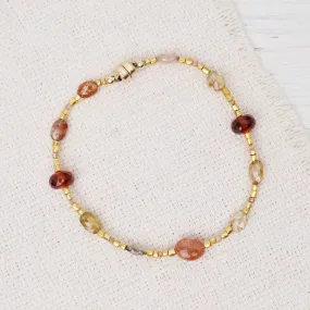 Gold Glass, Zircon, Garnet, Sunstone Magnetic Bracelet