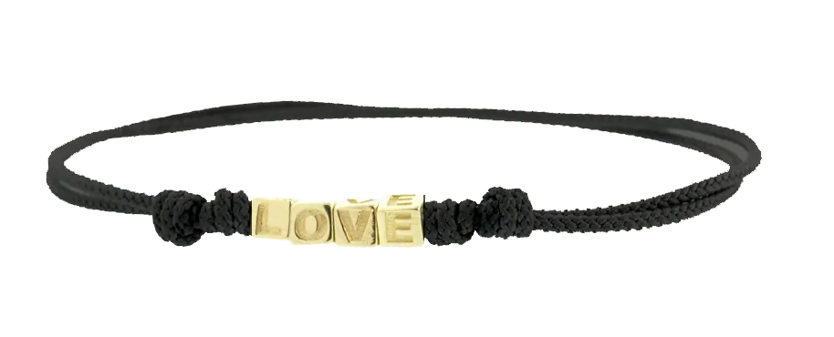 Gold LOVE Cubes On Cord Bracelet