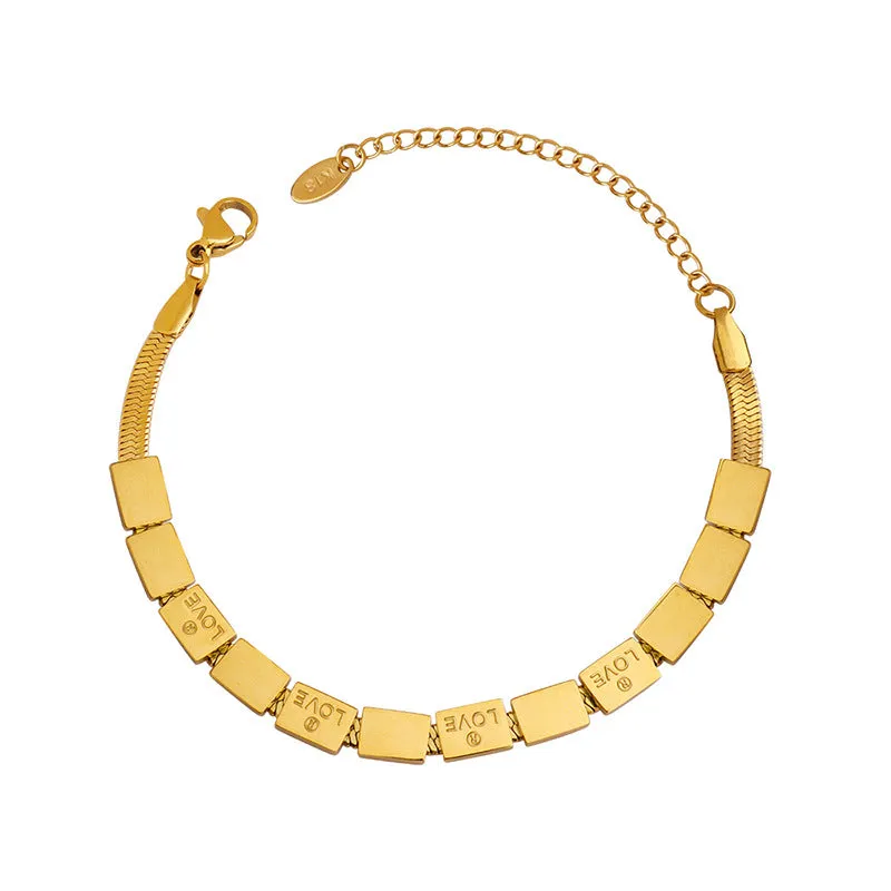 Gold Plated Titanium Steel LOVE Bracelet - Elegant Everyday Genie Collection