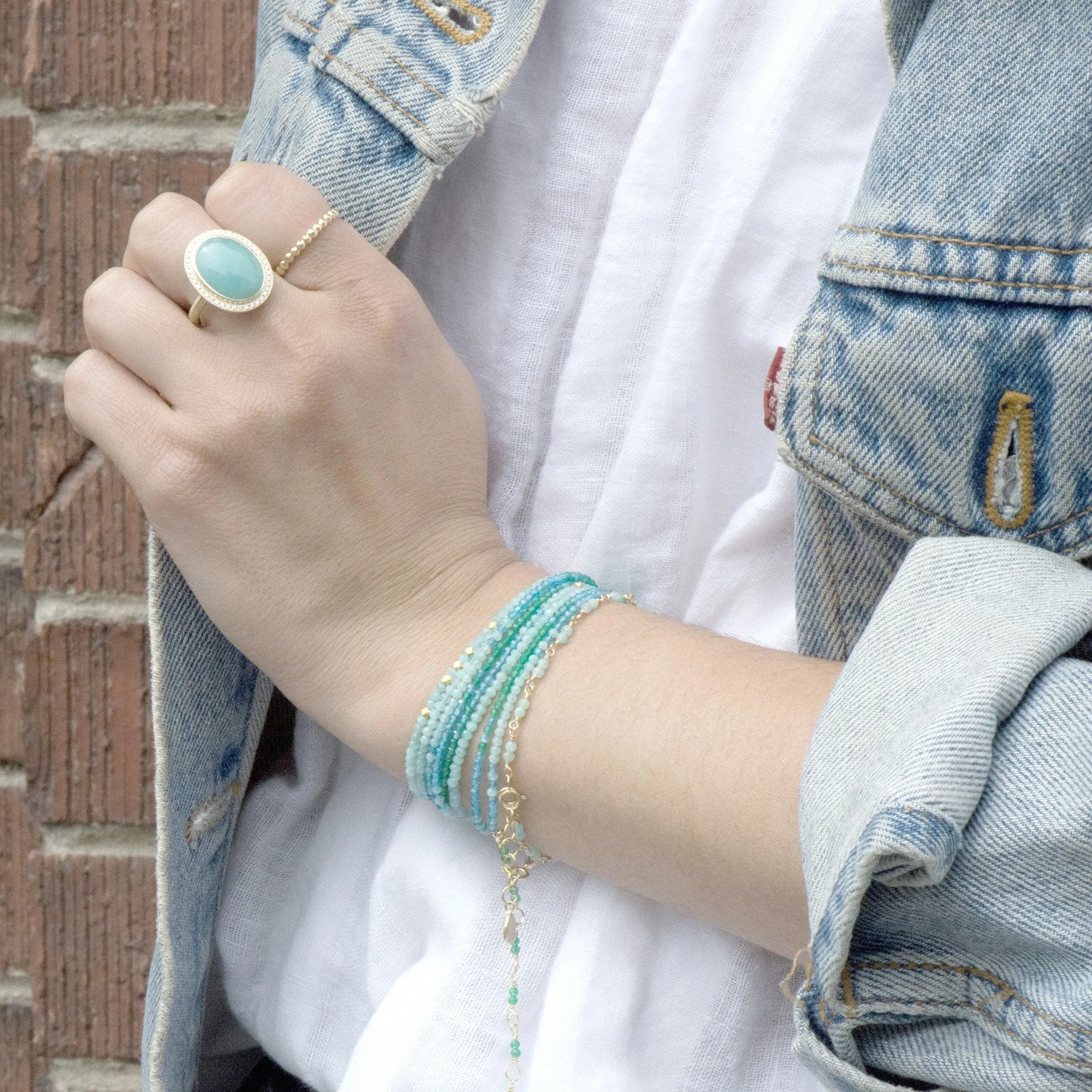 Gold Tied Gemstone Bracelet