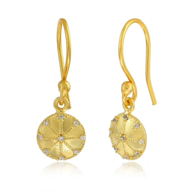 Gold Zircon Disc Earrings