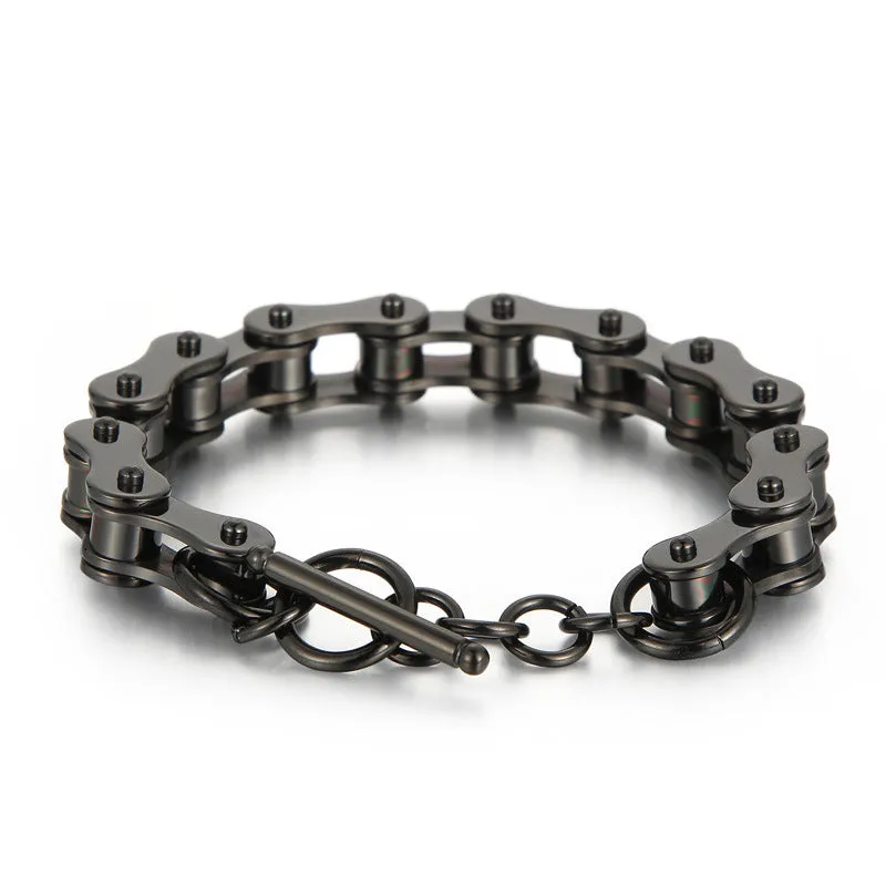 Golden Bicycle Titanium Steel Bracelet - Stylish Hip-Hop Men's Jewelry