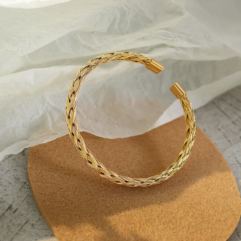 Golden Handcrafted Bracelet with Customizable Elements