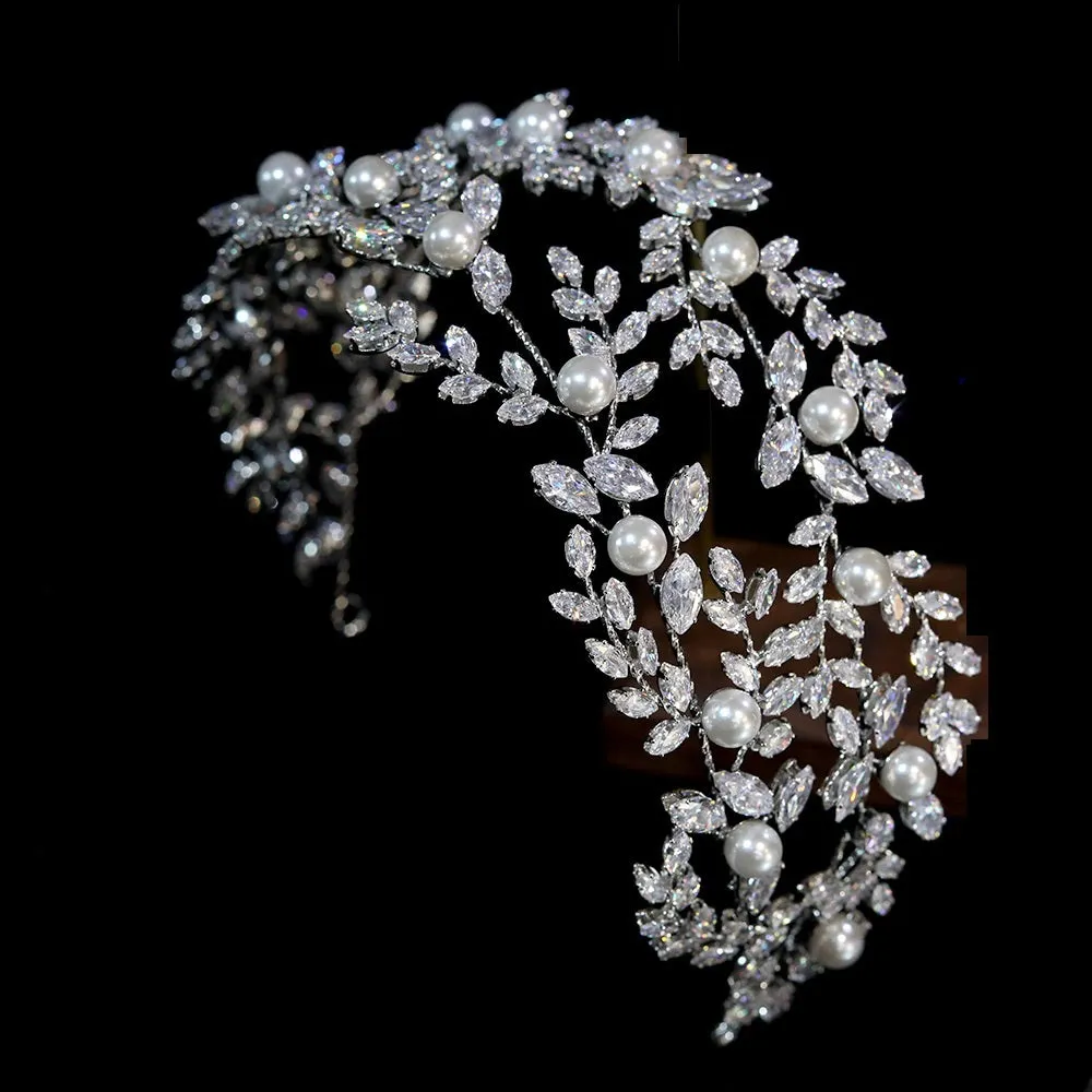 Gorgeous CZ Crystal Couture Double Wedding Headpiece