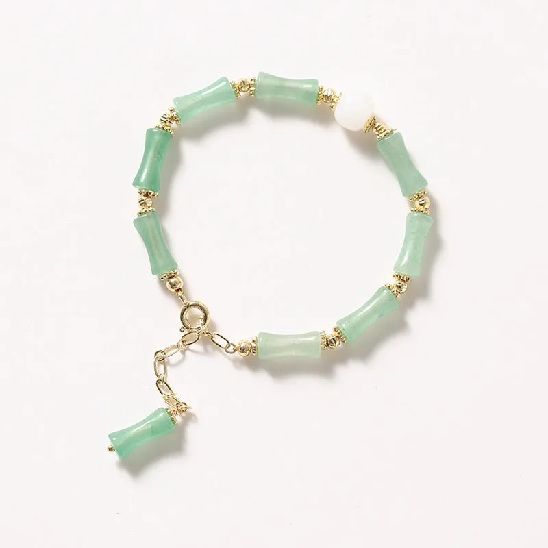 Green Aventurine Sterling Silver Bracelet with Jade Gemstones