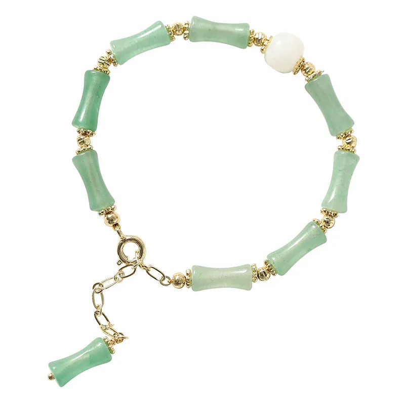 Green Aventurine Sterling Silver Bracelet with Jade Gemstones