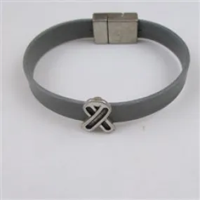 Grey Awareness Bracelet Flat Leather