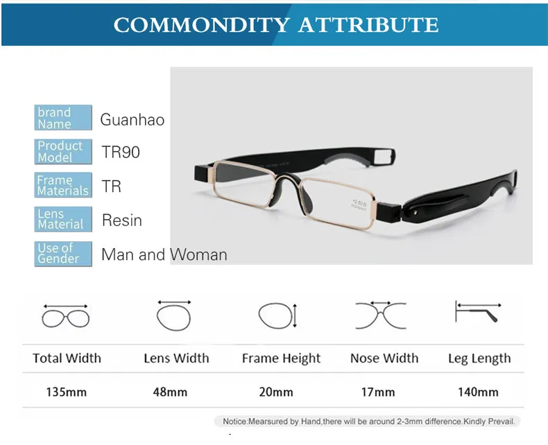 Guanhao Unisex Full Rim Square Tr 90 Alloy Reading Glasses Tr145