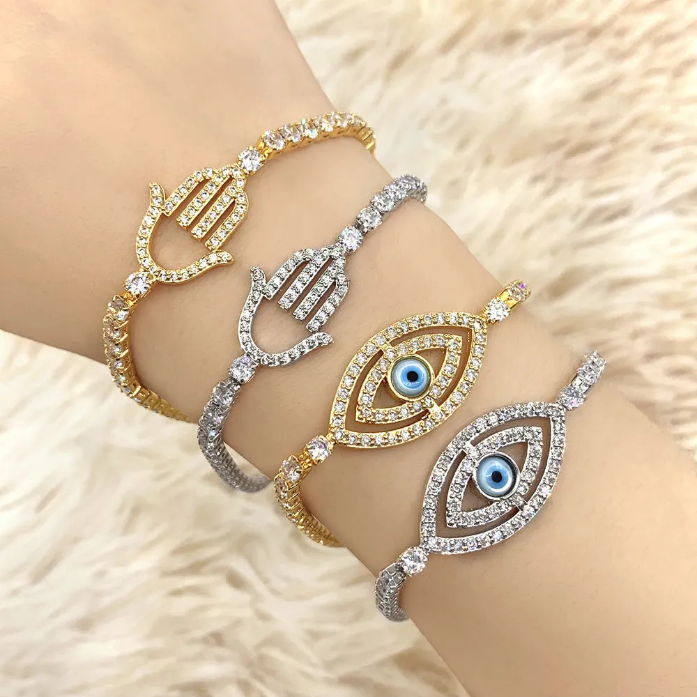 Hamsa and Evil Eye Adjustable Stainless Steel Bracelets | Protection & Spiritual Style