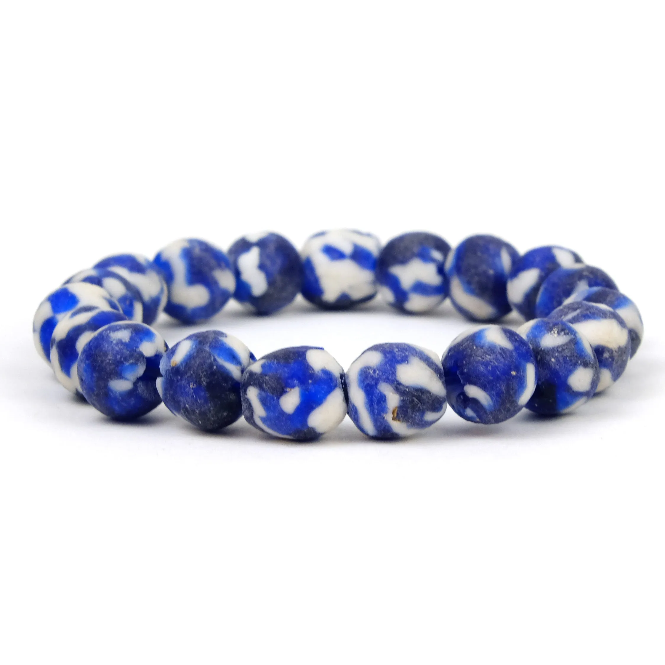 Hand Cast Marbled Powder Glass Bead Stretch Bracelet