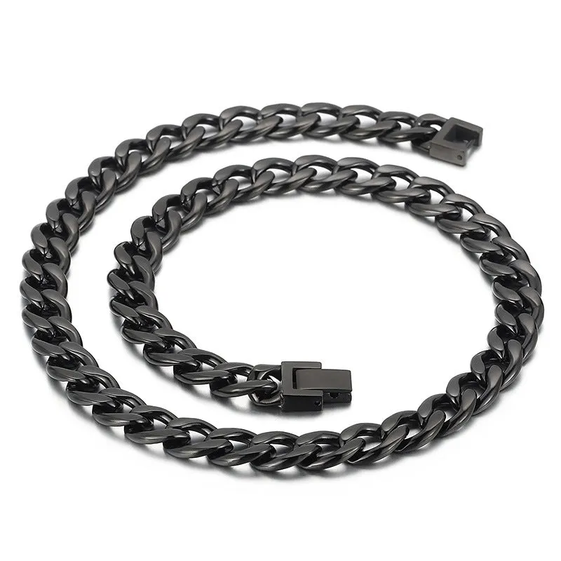 HipHop Titanium Steel Men's Jewelry Buckle Chain Bracelet and Necklace for Trendy Style