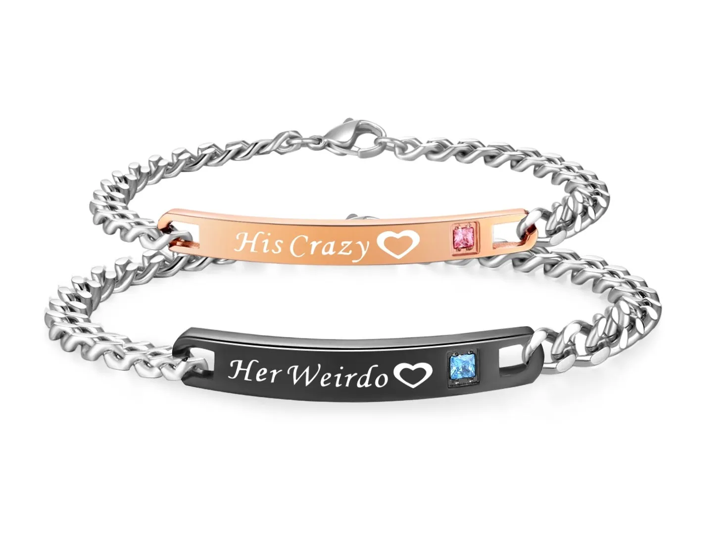 His & Hers Matching Set Crazy and Weirdo Couple Bracelets, Valentine, Anniversary, Wedding, Promise, Engagement Gift