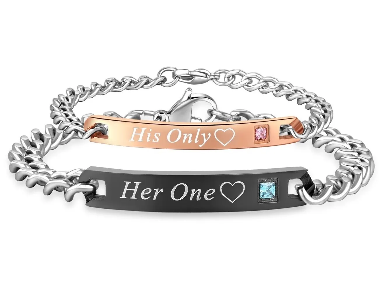 His & Hers Matching Set His Only and Her One Couple Bracelets, Valentine, Anniversary, Wedding, Promise, Engagement Gift