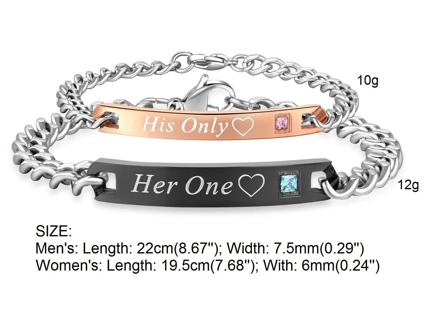 His & Hers Matching Set His Only and Her One Couple Bracelets, Valentine, Anniversary, Wedding, Promise, Engagement Gift