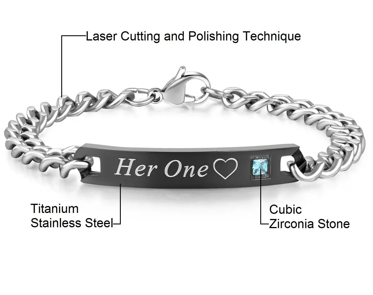 His & Hers Matching Set His Only and Her One Couple Bracelets, Valentine, Anniversary, Wedding, Promise, Engagement Gift